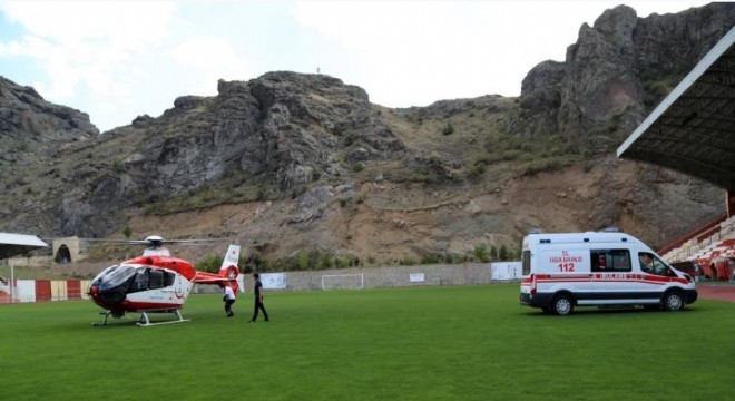 Ambulans helikopter hasta için stada indi