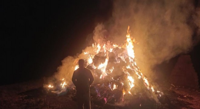 Beyköy de saman yangını