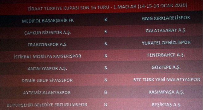 Erzurumspor Beşiktaş’la eşleşti