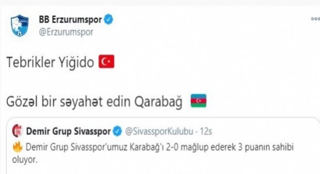 Erzurumspor: ‘Tebrikler Yiğido’