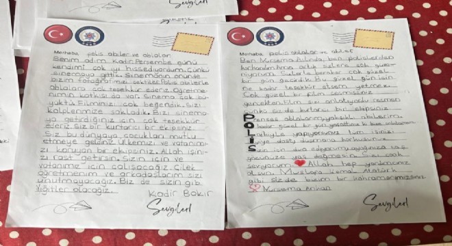 Öğrencilerden polislere teşekkür mektubu