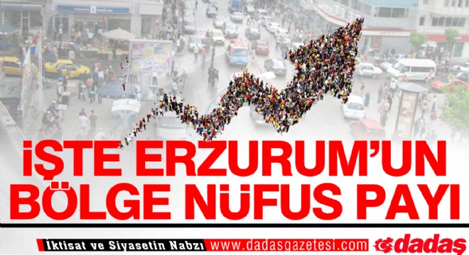 İşte Erzurum un Bölge Nüfus Payı